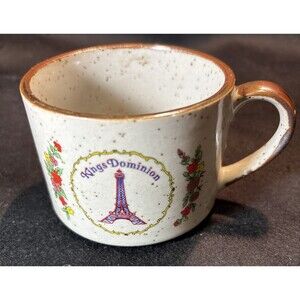 Vintage King's Dominion Amusement Park Stoneware Souvenir Coffee Mug Great Logo